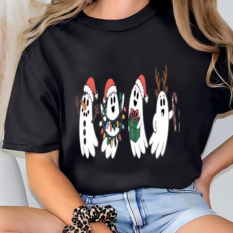Ghost Christmas Shirt, Cute Ghost Shirt, Merry Christmas Tee, Christmas Holiday Gift, Funny Holiday Shirt, Ghost Santa Tee T-shirt