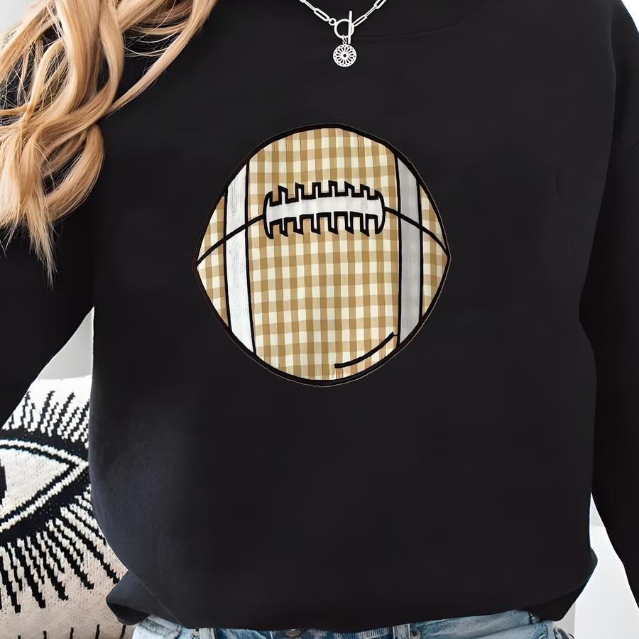 Light Pink Game Day Gingham Football Sweatshirt Sweatshirt