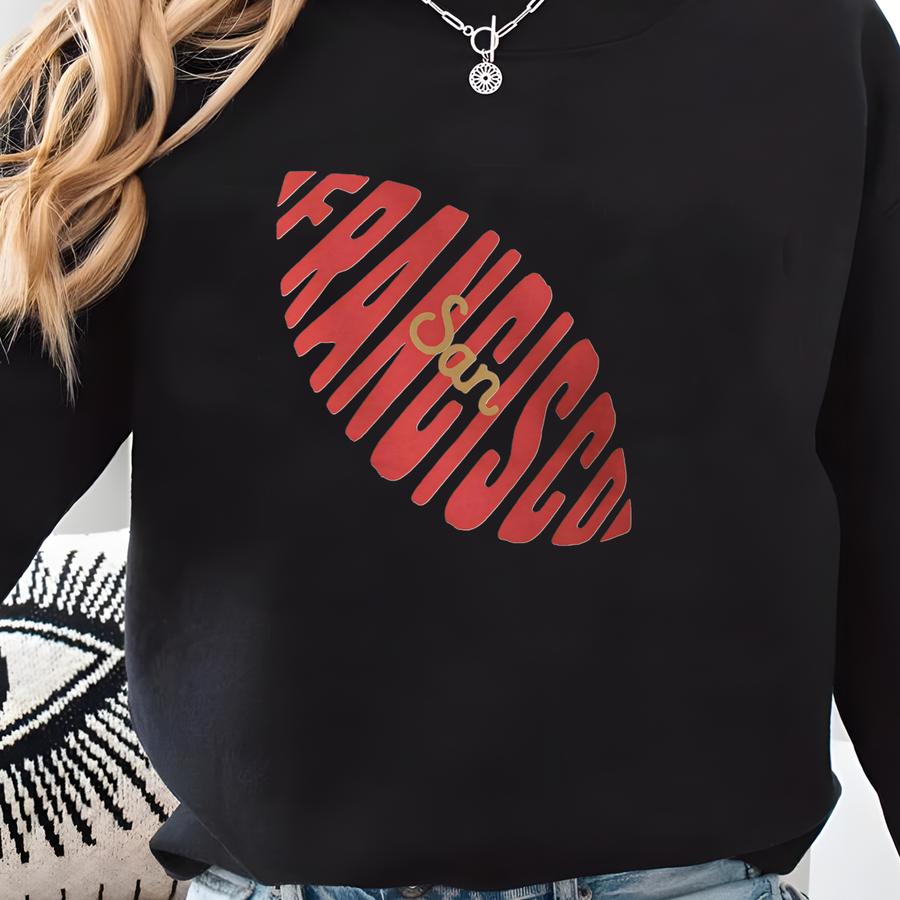 Retro San Francisco Football Sweatshirt, Unisex Vintage Game Day Crewneck With Back Print Sweatshirt