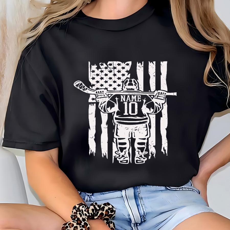 Custom Hockey Mom Shirt, Custom Name Number Hockey Tee, Hockey Mom Hoodie,hockey Mama Gift,custom Hockey Team Tees T-shirt