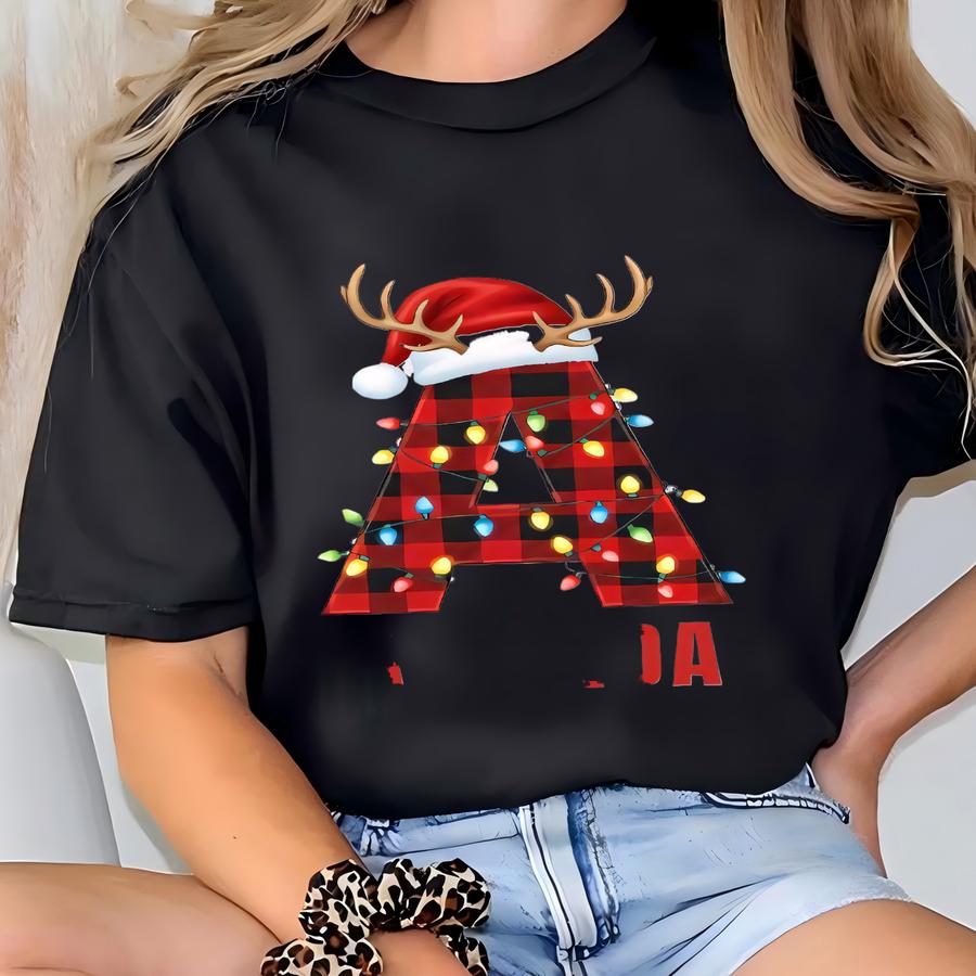 Family Christmas Shirt, Christmas Name Custom Shirt, Funny Family Xmas Pjs, Christmas Custom Letter Shirt, Personalized Christmas Family Tee T-shirt