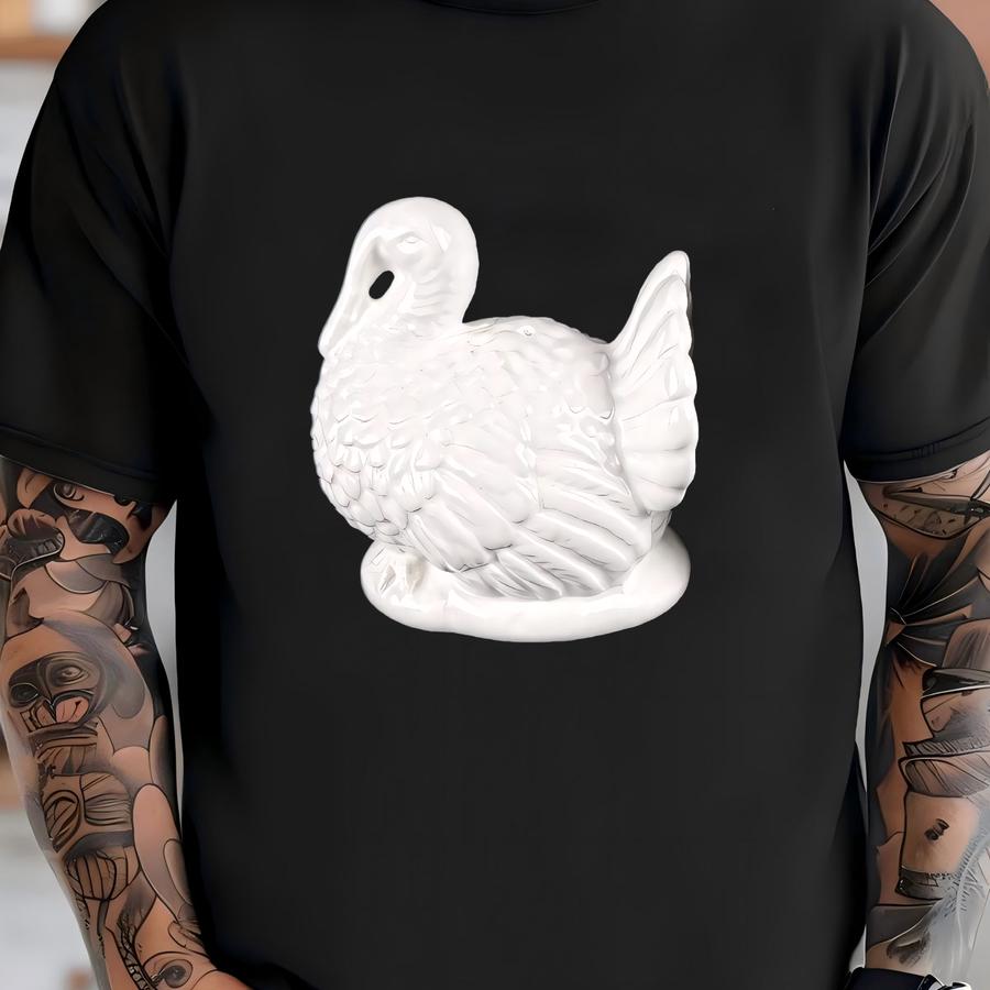 Vintage Turkey Shaped Salt Pepper Shaker Set White Ceramic Thanksgiving Turkey T-shirt