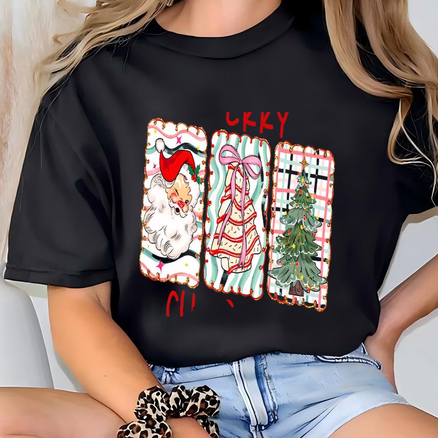 ® Merry Christmas Shirt, Retro Women's Holiday Tee, Christmas Tshirt, Winter Shirt For Her, Xmas Eve Shirt T-shirt