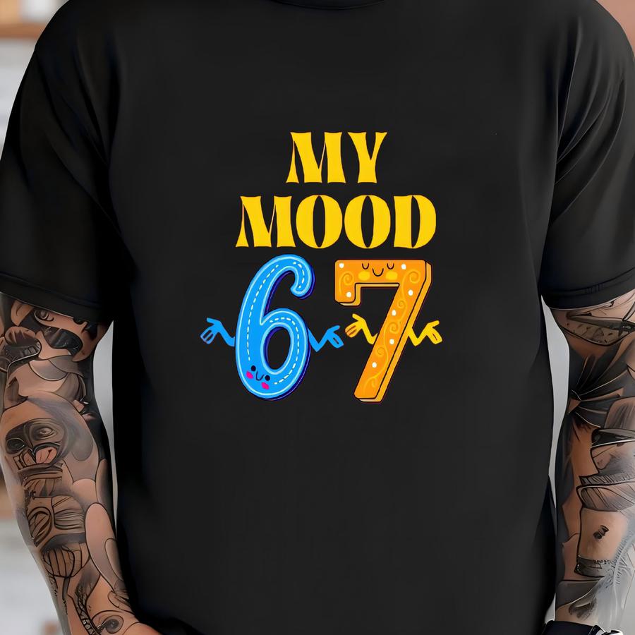 My Mood 67 Crop Top, Quirky Number Shirt, Statement Baby Tee T-shirt