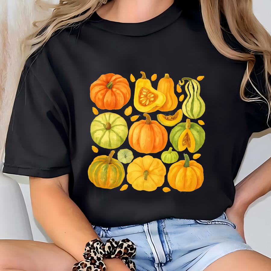 Pastel Pumpkin Shirt: Autumn Garden Fruit Tee T-shirt