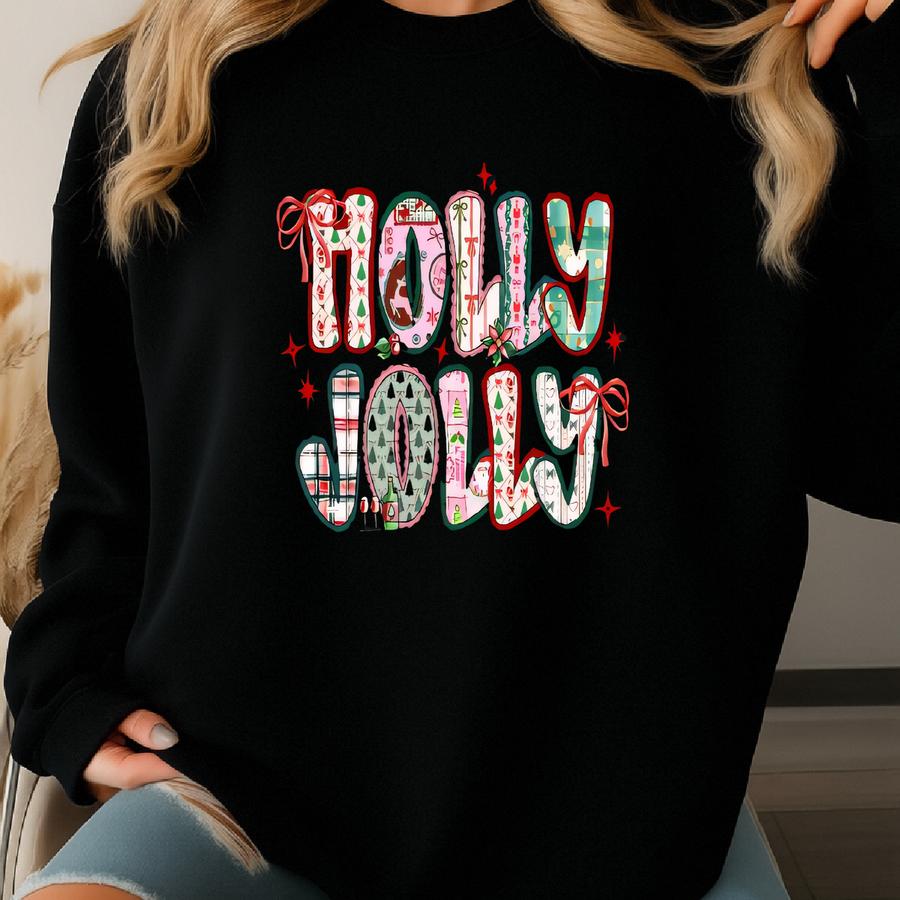Merry Christmas Sweatshirt, Christmas Shirt, Christmas Party Hoodie, Holly Jolly Christmas Shirt, Christmas gift, Christmas Coquette Shirt Sweatshirt