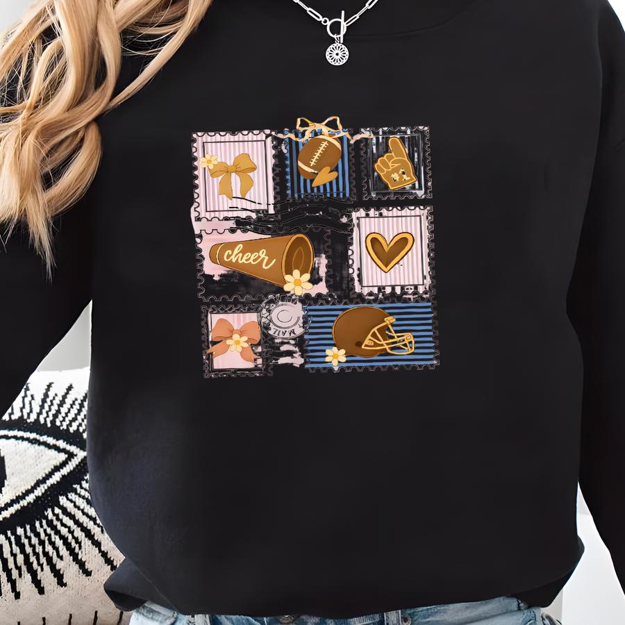 Girls Football Gameday Cheer Shirt, Comfort Color Shirt, Football Season Coquette Bow, Football Sister, Cute Game Days Tee, Cheerleader Gift Sweatshirt