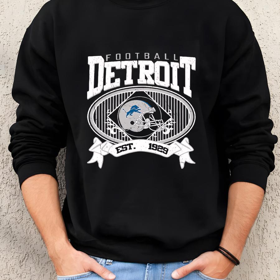 Vintage Detroit Football Sweatshirt, Detroit Football Tee, Football Gift, Detroit Sweater, Sunday Football Gift, Mascot Game Day Tee Sweatshirt