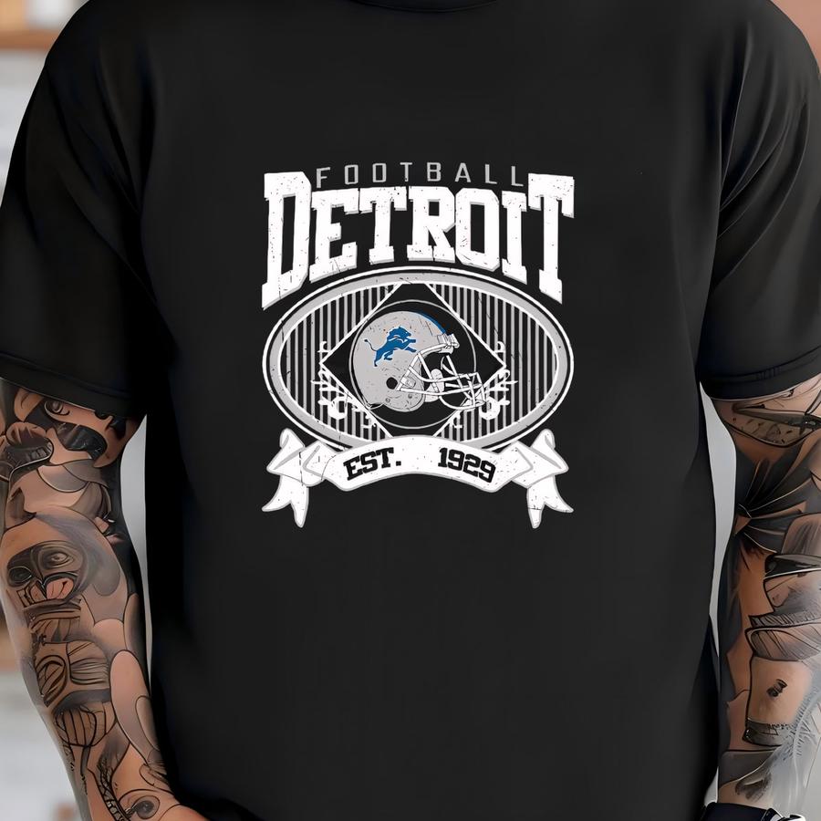 Vintage Detroit Football Sweatshirt, Detroit Football Tee, Football Gift, Detroit Sweater, Sunday Football Gift, Mascot Game Day Tee T-shirt
