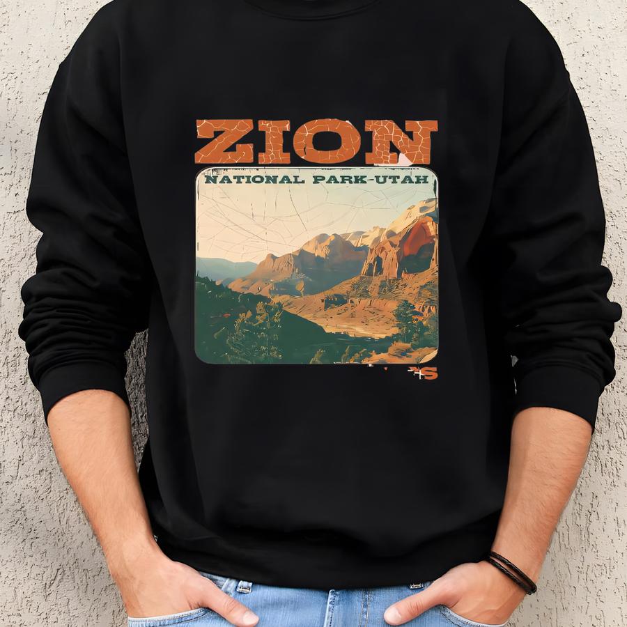 Zion National Park T-shirt, National Park Trip Sweatshirt, Nature Lover Gift, Vintage, United State Crewneck, Zion Graphic Hoodie Sweatshirt
