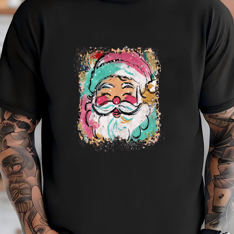 Retro Santa Face Christmas Sweatshirt: Vintage Holiday Style T-shirt