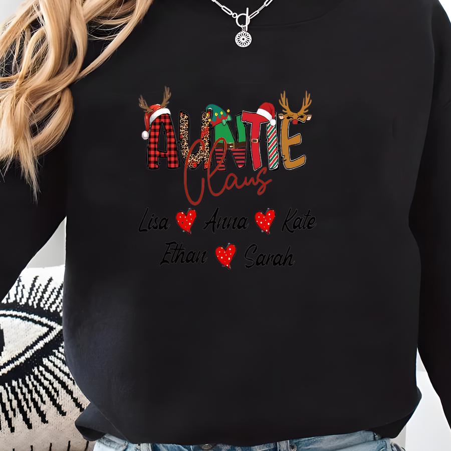Personalized Auntie Claus Christmas Shirt: Custom Aunt Gift Sweatshirt