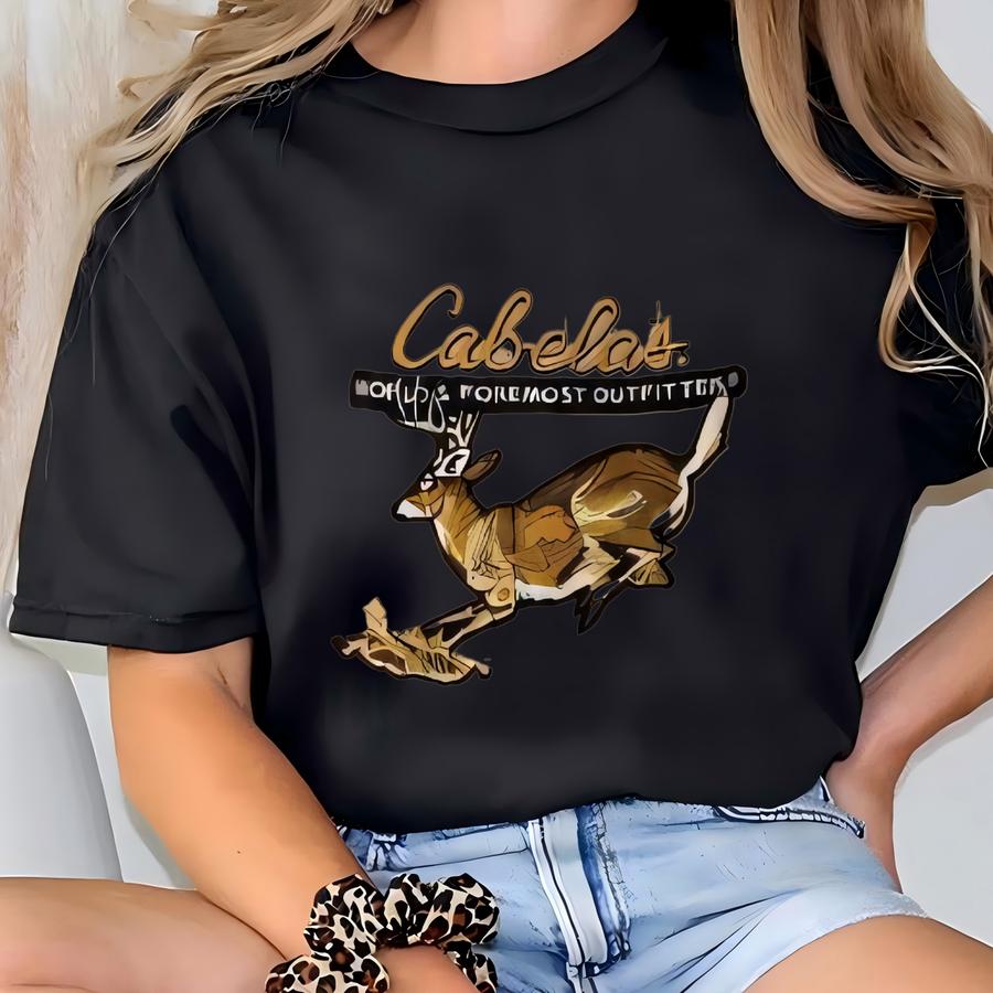 Vintage Cabela's Sweatshirt Crewneck Sweater Pullover Outdoor Outfitters Cabela's Deer Hunter Logo Green Medium T-shirt