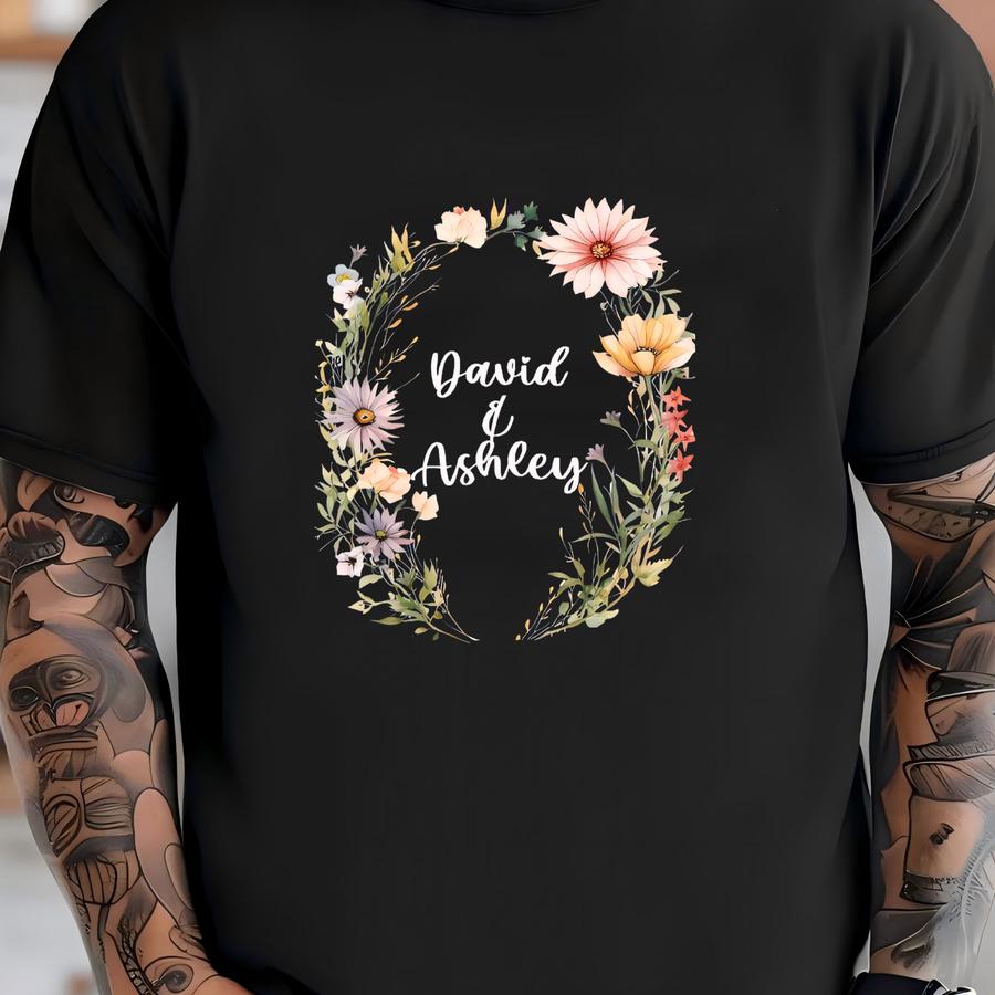 Custom Floral Frame Shirt: Personalized Text Tee T-shirt