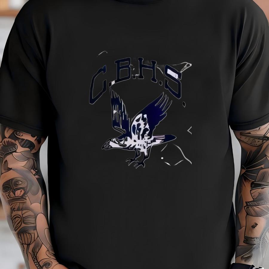 Vintage 1960s Cbhs Eagles Flock Print White Cotton School Jacket Size Small Medium High School Sports T-shirt