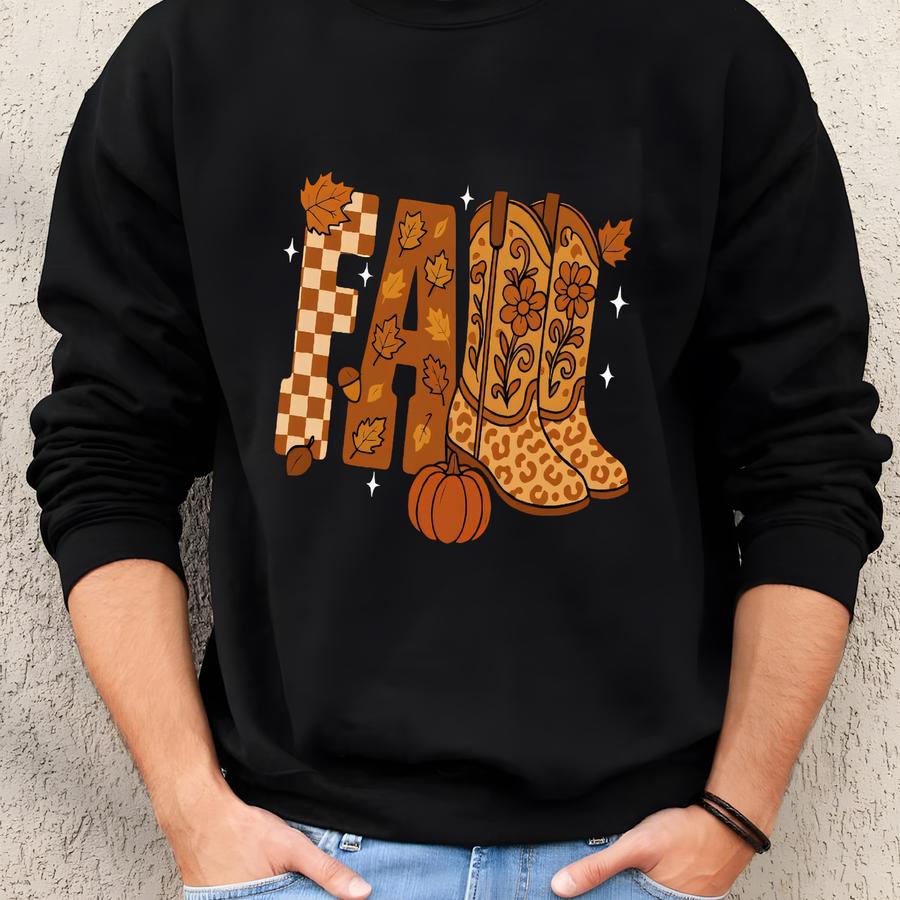 Retro Cowboy Checkered T-shirt: Country Western Plaid Graphic Tee Sweatshirt