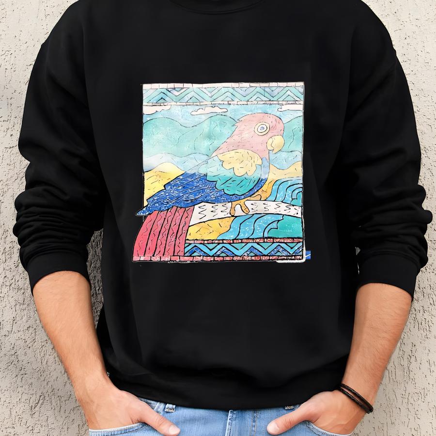 Vintage 90s Islander Shirts Minnesota Parrot Bird Collared Crewneck Sweatshirt Light Pink Size Medium Sweatshirt