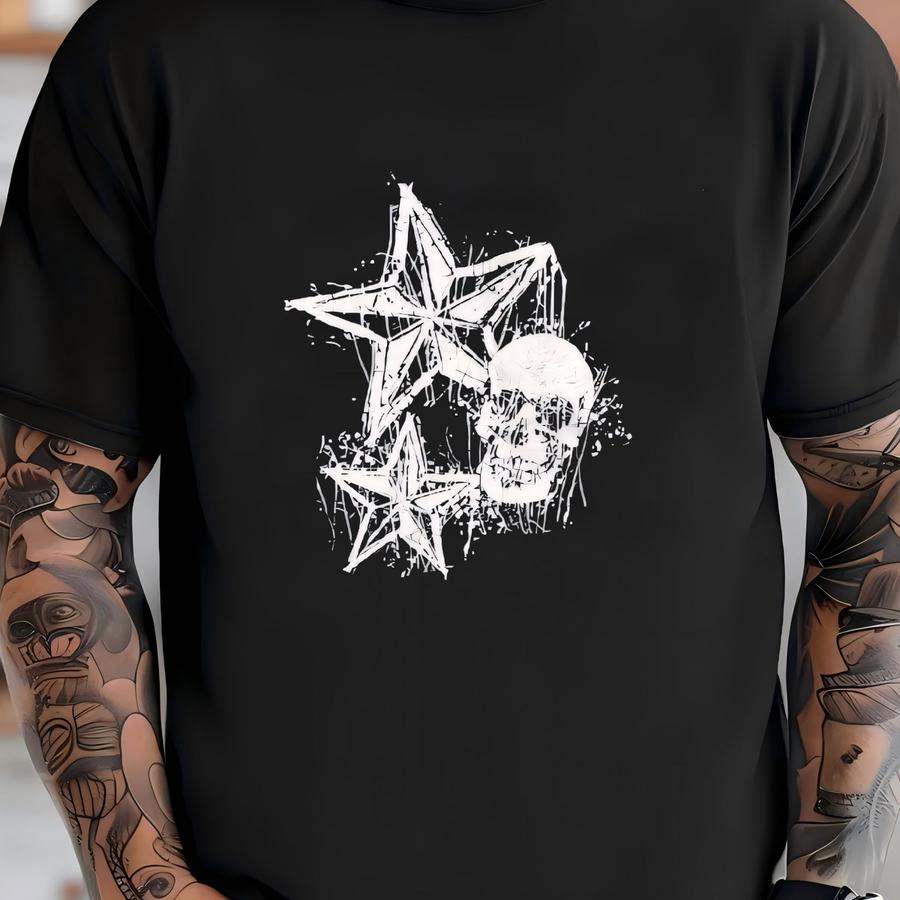 Vintage Y2k Carbon Affliction Stars Skulls Grunge Shirt T-shirt