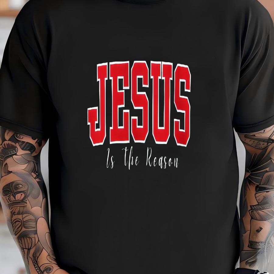 Faith-inspired Crewneck Sweatshirt - Jesus Is The Reason, Cozy Christian Apparel, Religious Gift, Everyday Comfort, Spiritual Wear T-shirt