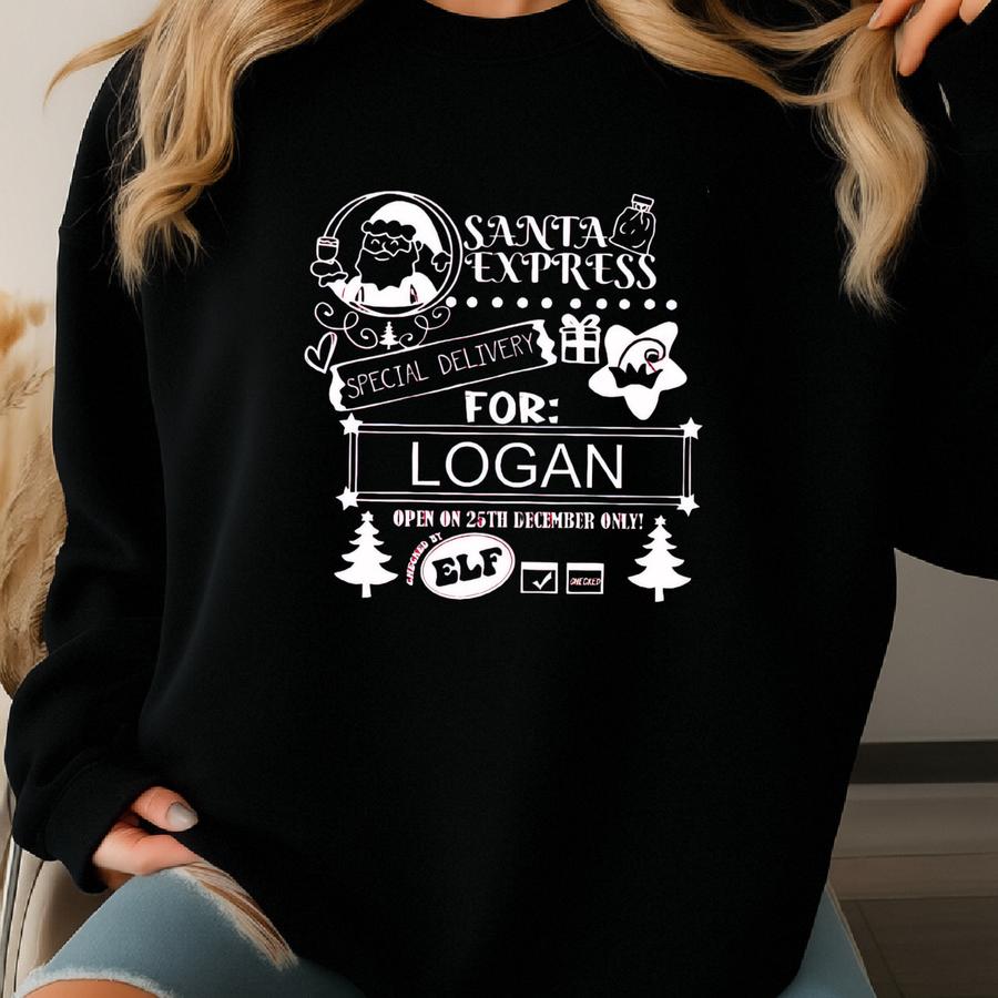 Custom Santa, Personalized Xmas Sack For Presents, Christmas Gift Holder, Santa Christmas Sack, Holiday Gift Sweatshirt