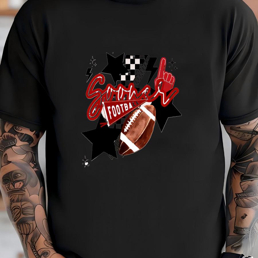 Ou Football Long Sve Hoodie For Fans, Game Day Apparel, Gift For Sports Lovers, Unisex Casual Wear, Autumn Layering Top T-shirt