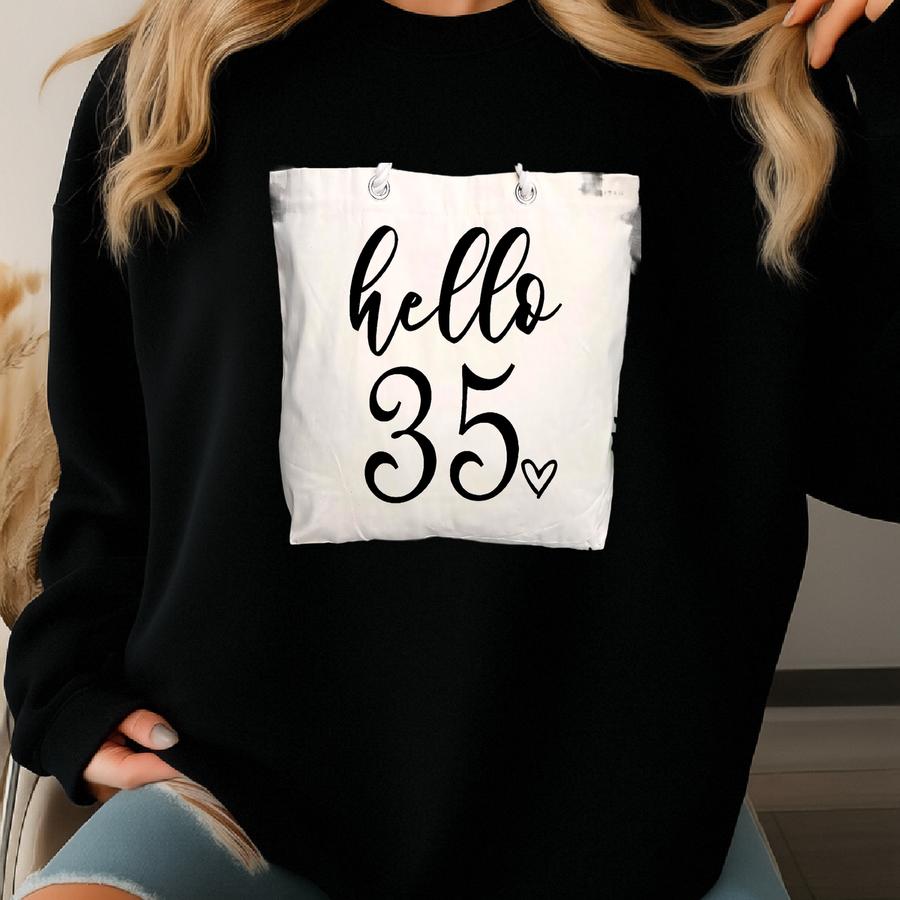 O 35 Tee, Canvas Tee, 35th Birthday Gift, Custom Birthday Totes, Custom Matching Gifts, Girls Trip, Birthday Party Favors Sweatshirt