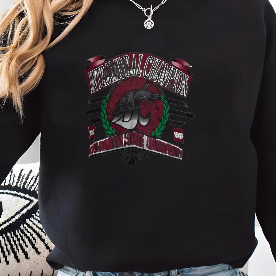 Vintage Washington State Cougars 1996 Intramural Champion T Shirt Sz Large Sweatshirt