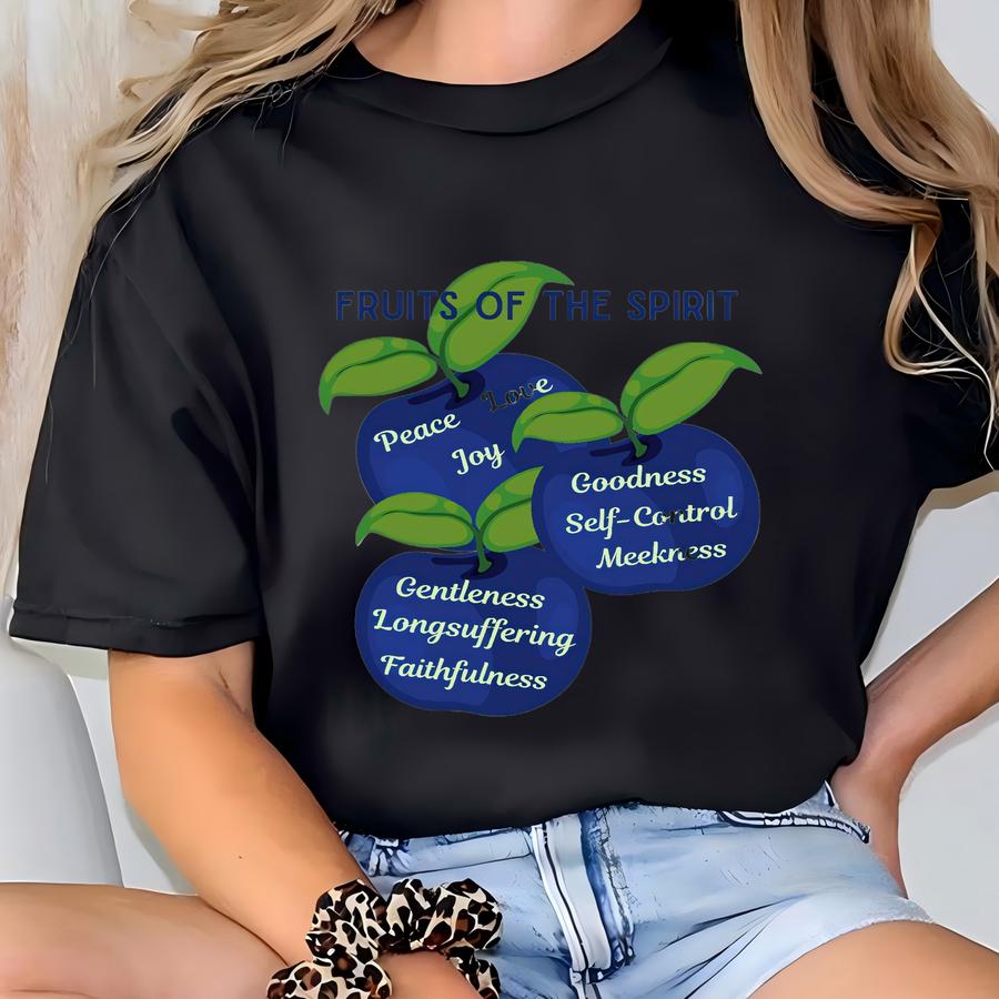 Fruits Of The Spirit Blueberries Christian Tee – Gildan Preshrunk Unisex Tee, Bible Verse Shirt, Scripture, Gift For Believers, God's Word T-shirt