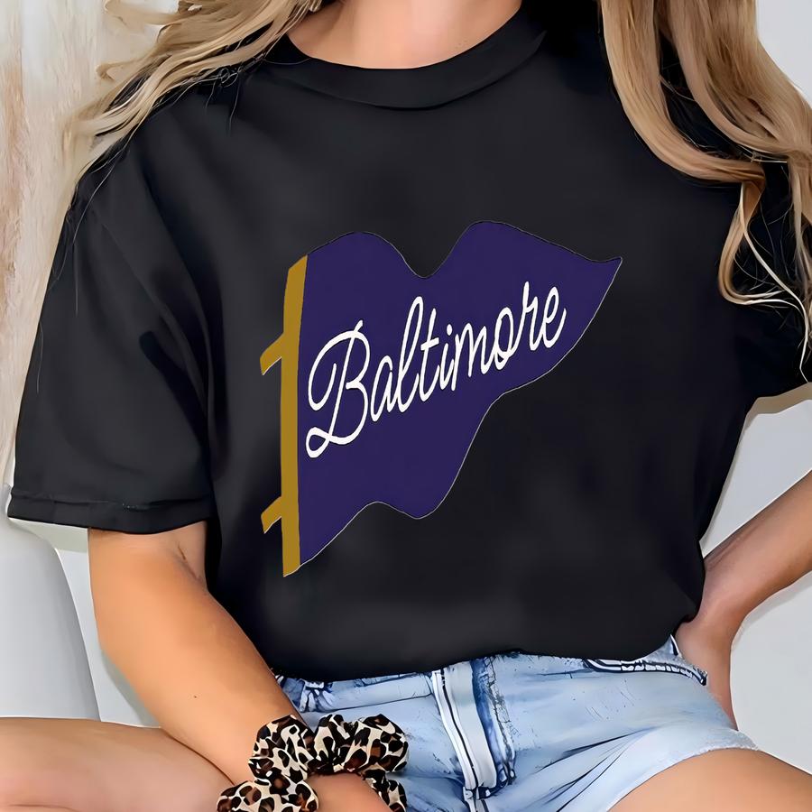 Baltimore Football Pennant Sweatshirt: Unisex Purple Crewneck, Gift For Baltimore Fan T-shirt