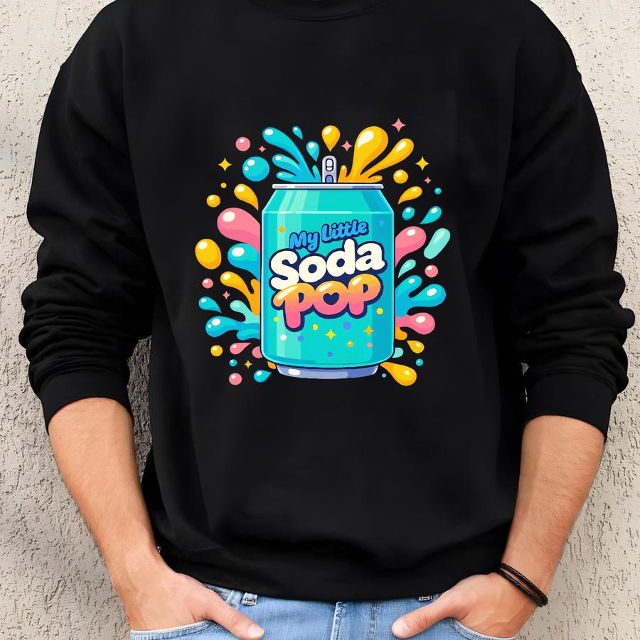 Kawaii Soda Pop Shirt: Colorful Kpop Anime Style Canned Drink Design Sweatshirt
