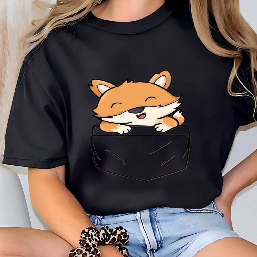 Fox Pocket Hoodie: Fox Pocket Shirt, Fox Lover Shirt, Animal Lover Gifts, Kids Toddler Pocket Shirt, Adult Pocket Shirt, Gift For Fox Lover T-shirt