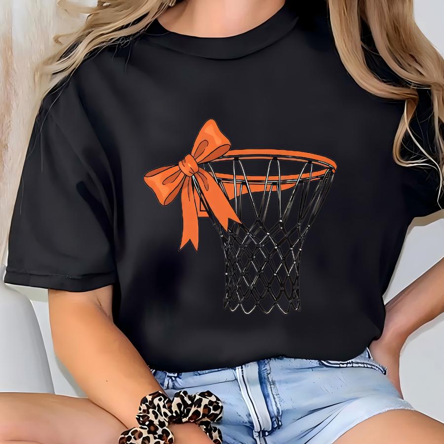 Basketball Mom Shirt With Bow: Cute Game Day Team Spirit Tee For Women T-shirt