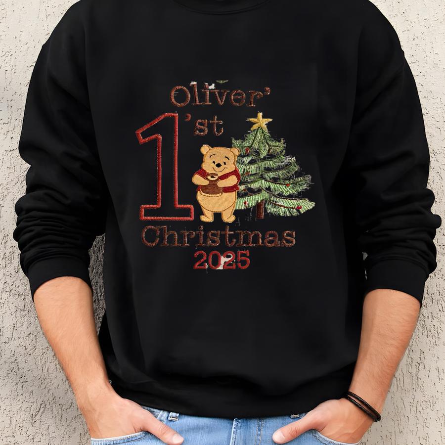 Personalized Baby’s First Christmas Ornament, Cute Yellow Bear Christmas Ornaments, Custom Ornament Keepsake, Christmas Decor,christmas Gift Sweatshirt