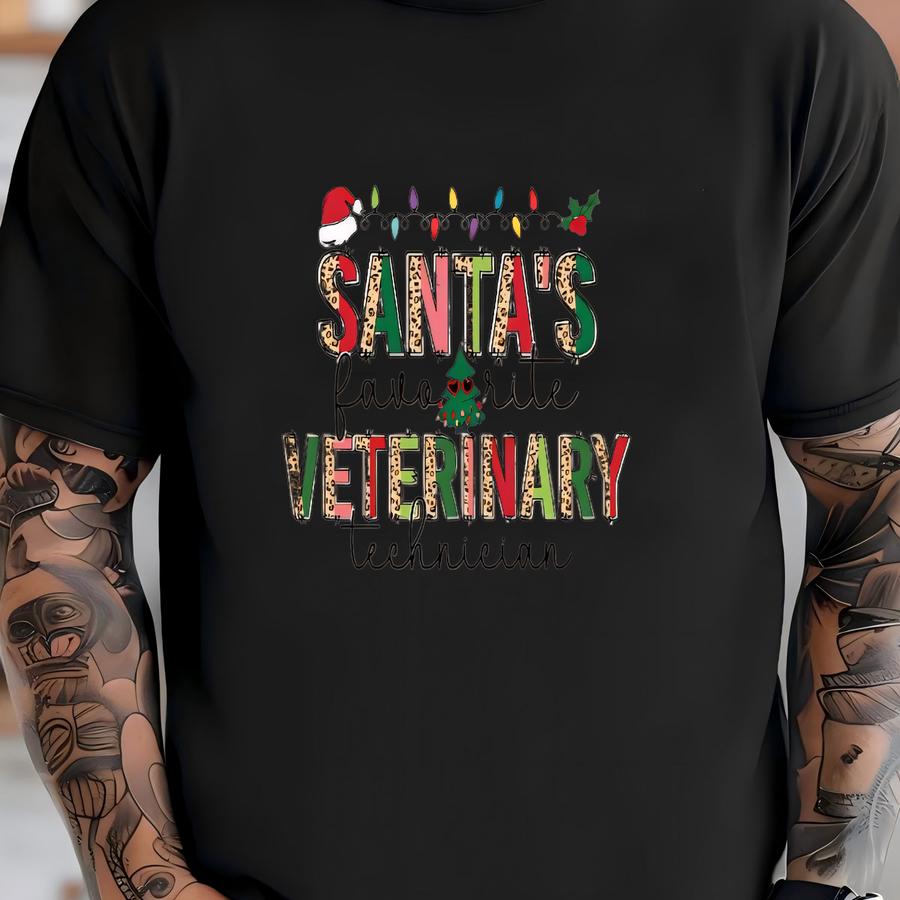 Vet Tech Christmas Shirt, Christmas Hoodie, Veterinary Technician Shirt, Vet Tech Christmas Gift, Xmas Tee, Santa's Favorite Vet Tech Tee T-shirt