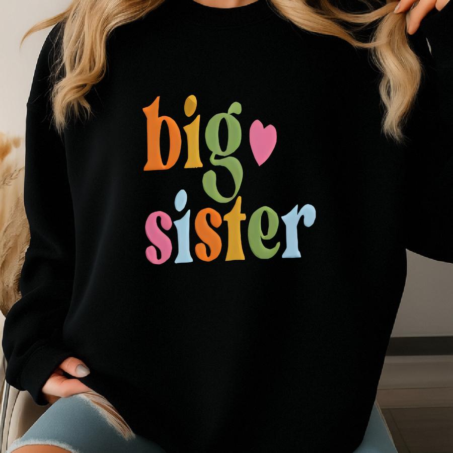 Big Sister Baby ® Rabbit Skins, Custom Multicolor Text For Baby Announcement, Personalized Baby Outfit Sweatshirt