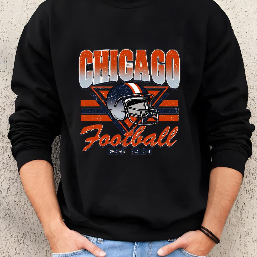 Vintage Style Chicago Football Sweatshirt, Chicago Team Football Shirt, Chicago Sport Shirt, Sunday Football Gift, Mascot Game Day Tee Sweatshirt