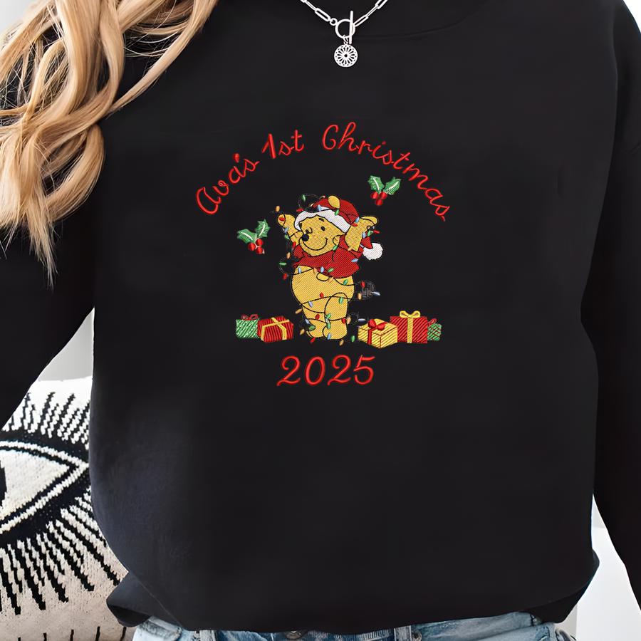 Baby’s First Christmas Ornament Personalized, Cute Honey Bear Christmas Ornaments, New Baby Gift, Custom Ornament Christmas Gift Sweatshirt