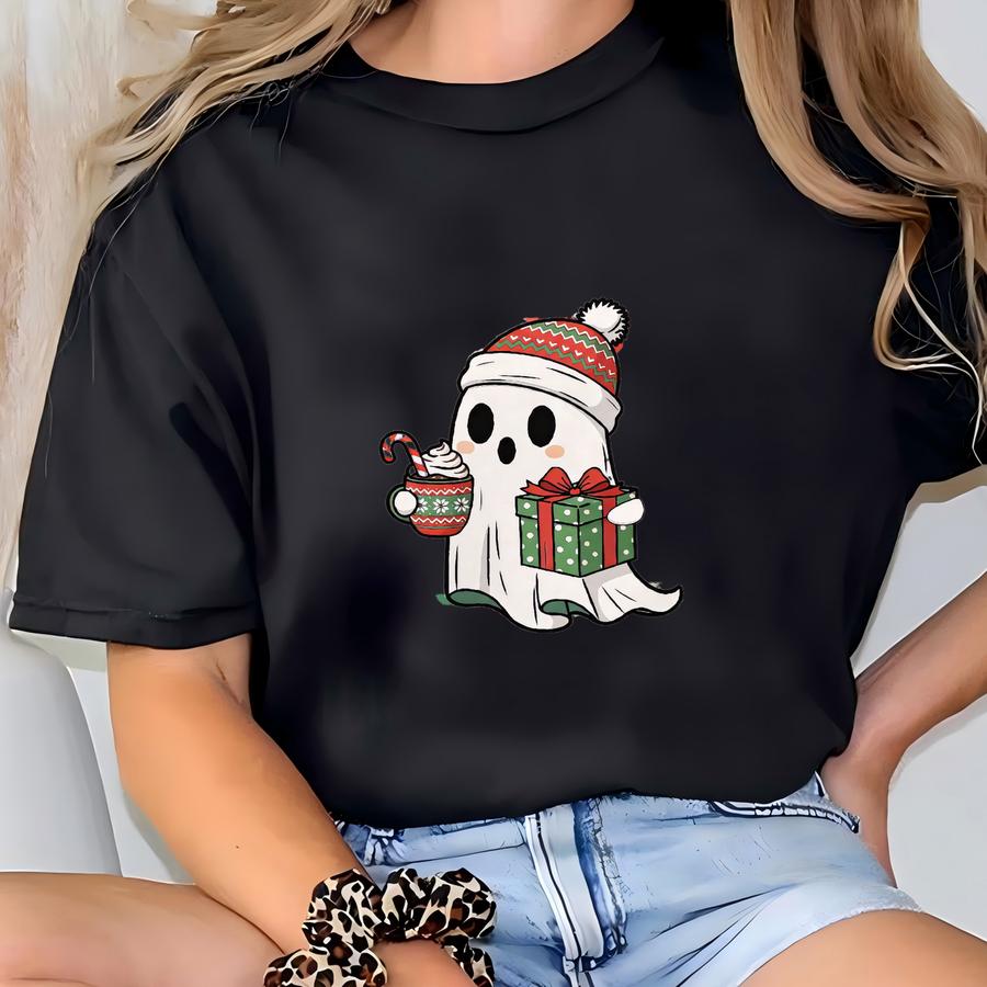 Ghost Santa Christmas Sweatshirt, Christmas Ghost Gift, Ugly Christmas Sweatshirt, Christmas Sweatshirt, Halloween Ghost Sweatshirt T-shirt