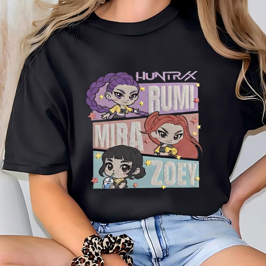 Huntrix Kpop Demon Hunters Sweatshirt Girls Mira Rumi Zoey Kids Gift Fan Manga Saja Jinu Movie Ramyeon T-shirt