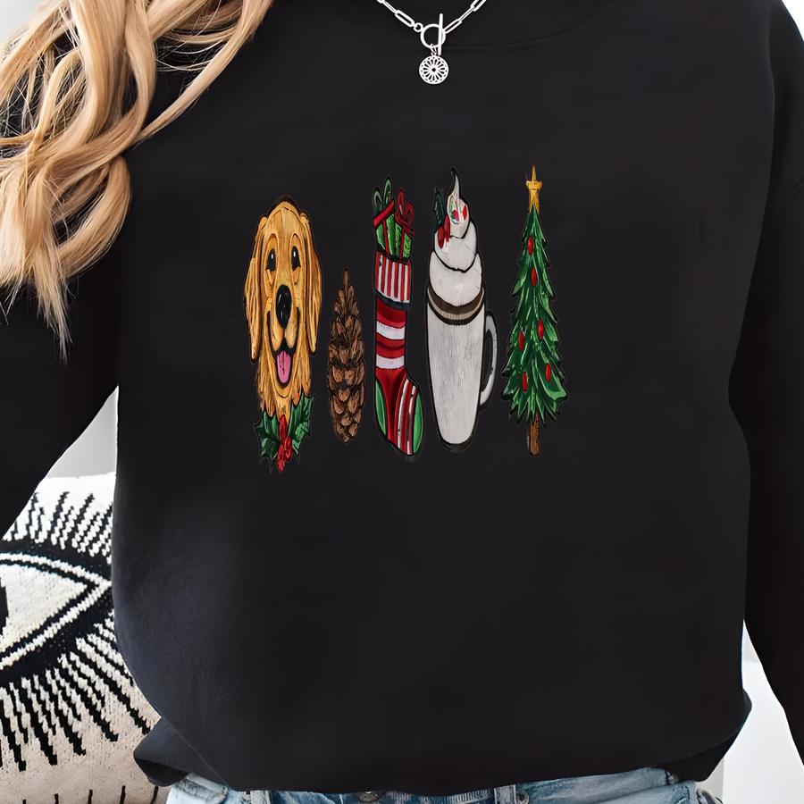 Golden Retriever Christmas Sweatshirt, Dog Holiday Crewneck, Xmas Dog Hoodie, Festive Pet Lover Gift, Christmas Icons Shirt Sweatshirt Golden Retriever Christmas Sweatshirt, Dog Holiday Crewneck, Xmas Dog Hoodie, Festive Pet Lover Gift, Christmas Icons Shirt Sweatshirt