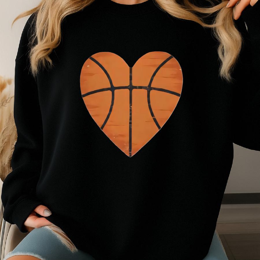 Basketball Heart T-shirt | I Love Basketball Hoodie | Sports Fan Gift Sweatshirt