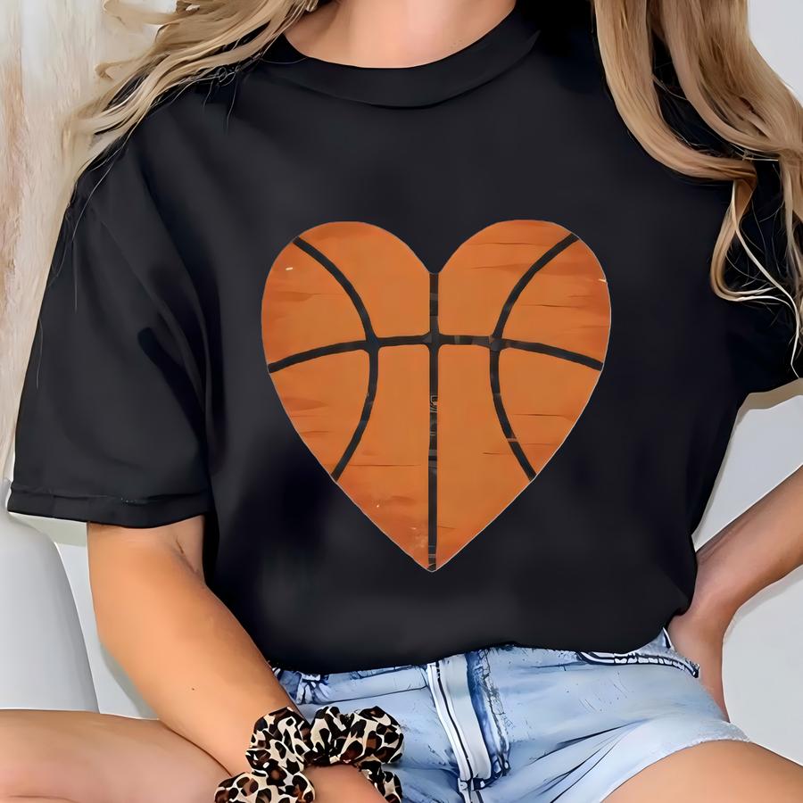 Basketball Heart Hoodie | I Love Basketball Hoodie | Sports Fan Gift T-shirt