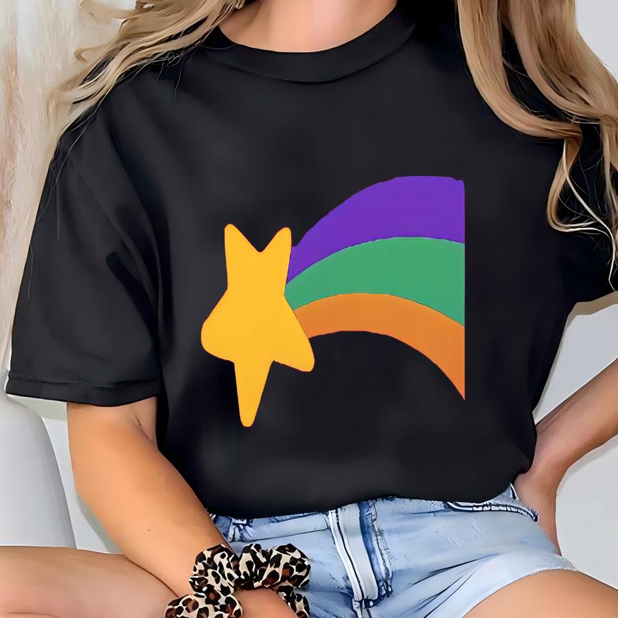 Mabel Pines Rainbow Star Sweatshirt, Mable Pines Sweater For Cartoon Fan, Mabel Pines Sweater, Gravity Falls Shooting Star Costume Halloween T-shirt