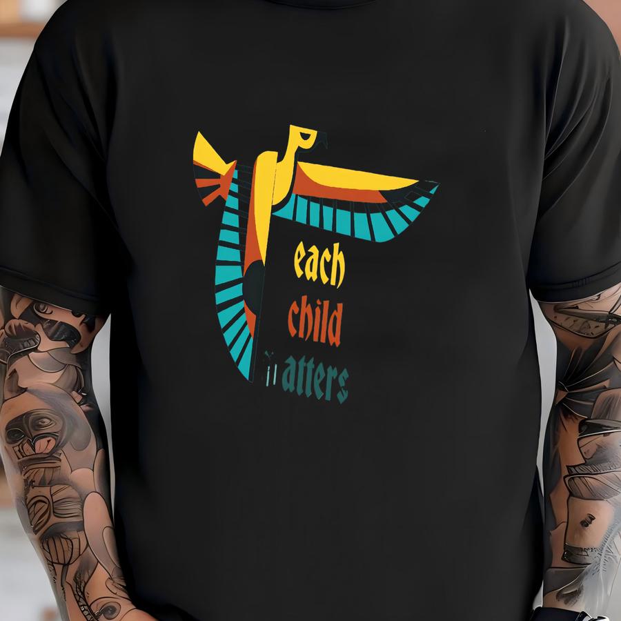 Each Child Matters Shirt; Indigenous Bird Design Orange Shirt Day Awareness; Child Matters Gift, Child Matters Gift, Social Justice T-shirt