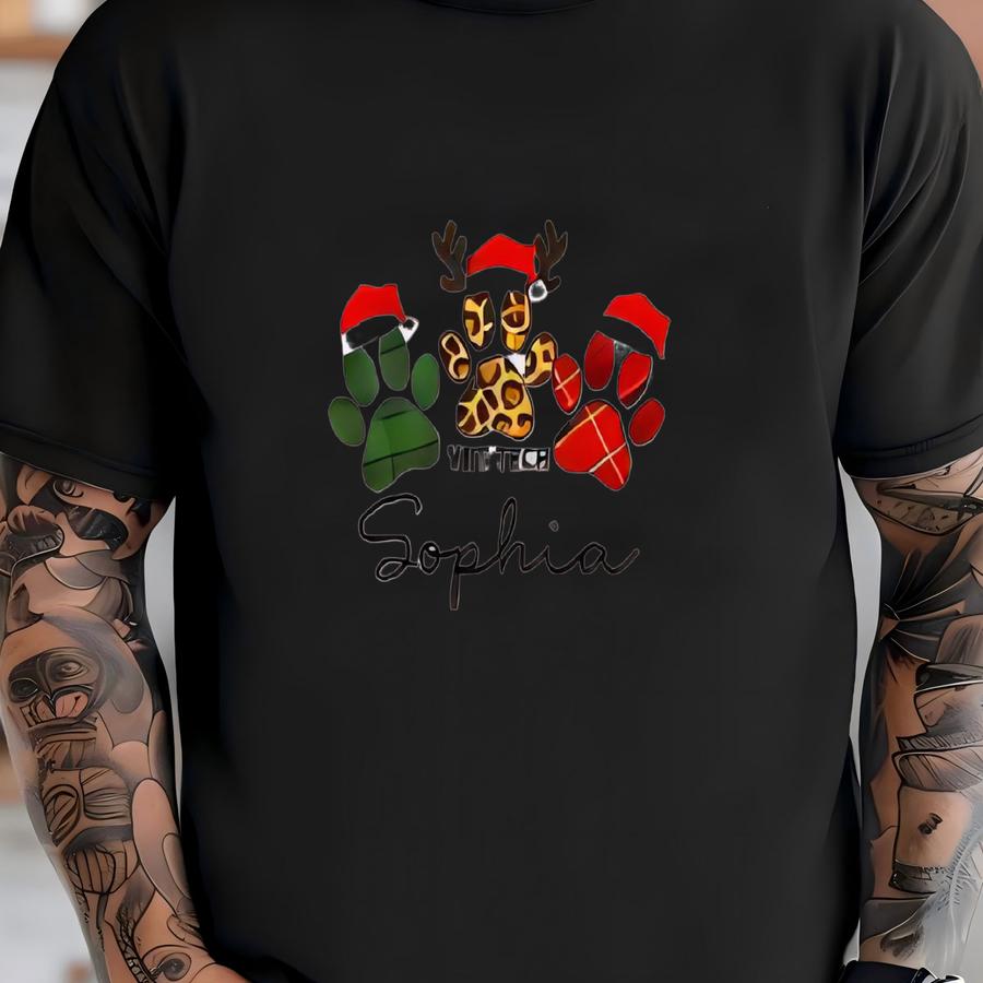 ® Hoodie, Custom Vet Tech Christmas Shirt, Christmas Gift, Xmas Paw Tree Tee, Personalized Veterinary Technician Hoodie T-shirt