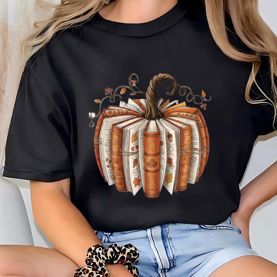 Fall Book Pumpkin Halloween Teacher Sweatshirt, Halloween Shirt, Halloween Gift, Autumn Sweatshirt, Pumpkin Shirt, Fall Shirt, Pumpkin Book T-shirt