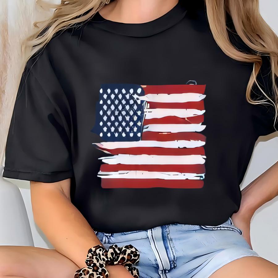 Usa Flag Freedom Racerback, V-neck Shirt, Freedom Racerback, Memorial Tank, Justice For V-neck T-shirt