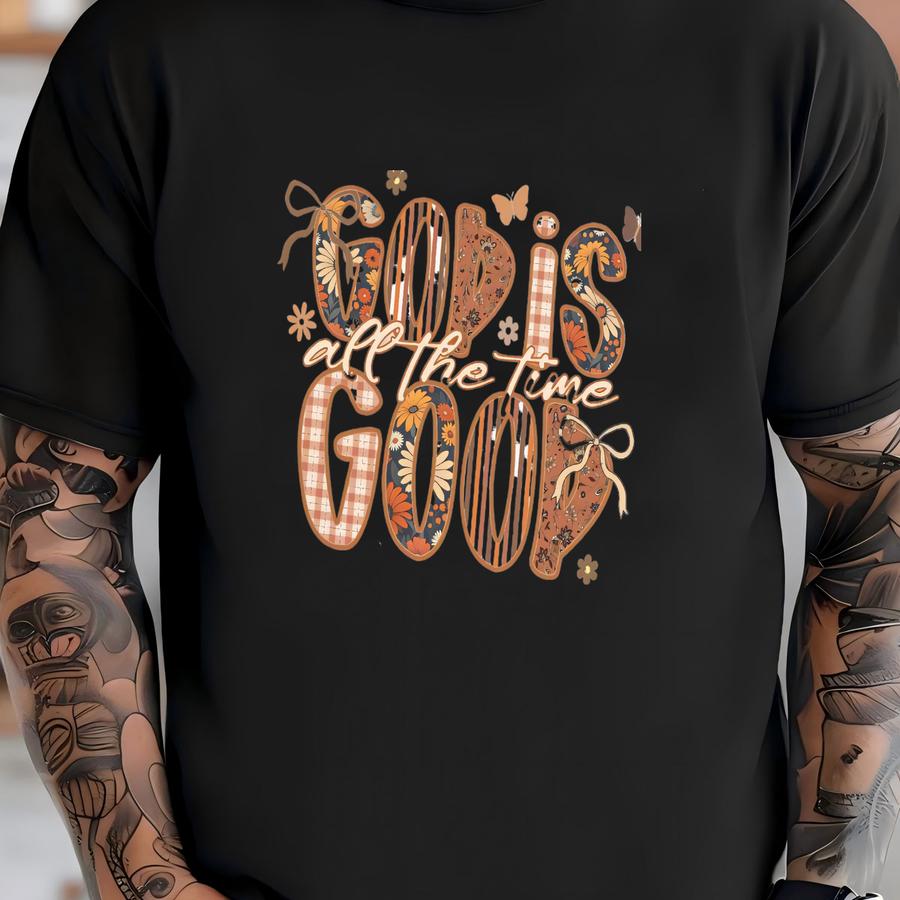 God Is Good Floral Fall Lace Shirt | Thanksgiving Christian Tee | Faith Gratitude Autumn Top T-shirt