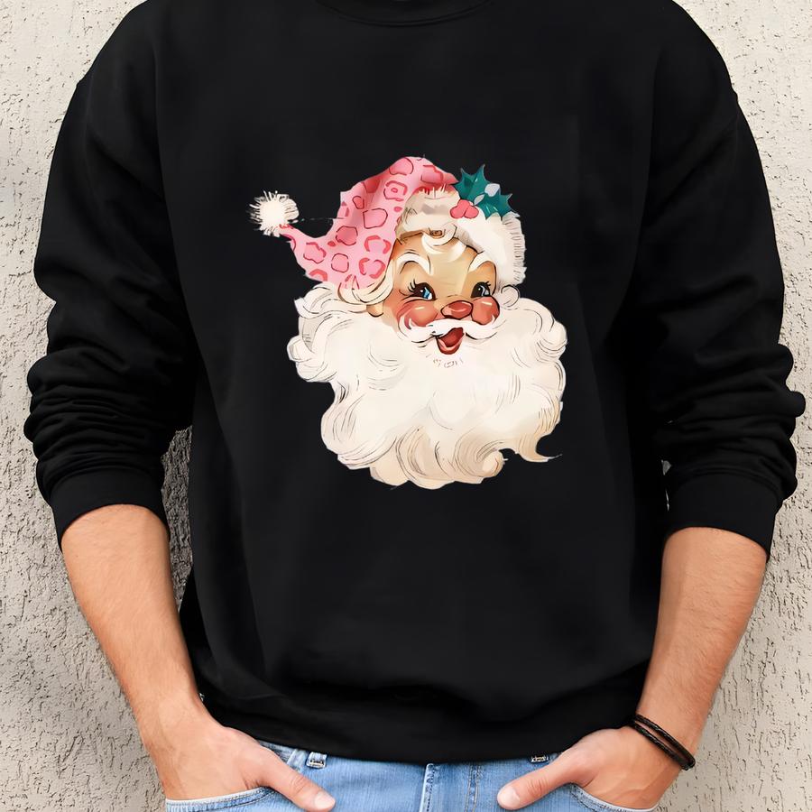 Christmas Zip Up Hoodie Vintage Santa Full Zip Christmas Hoodie, Womens Xmas Zipper Hoodie Sweatshirt