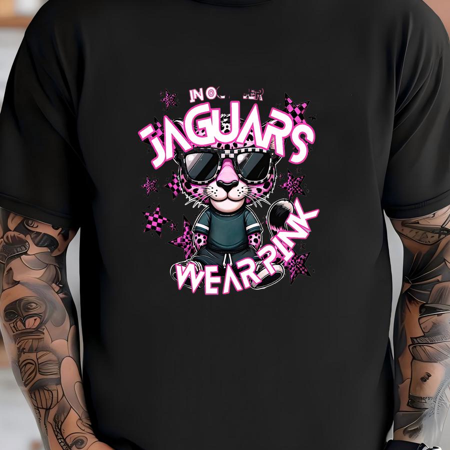 In October Jaguars Wear Pink Uv/dtf Transfer: Breast Cancer Awareness Print T-shirt